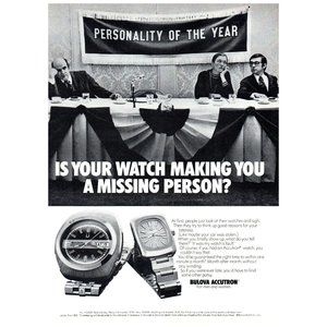 1974 Bulova Accutron Watch Personality Of The Year Vintage Print Ad Awards Table